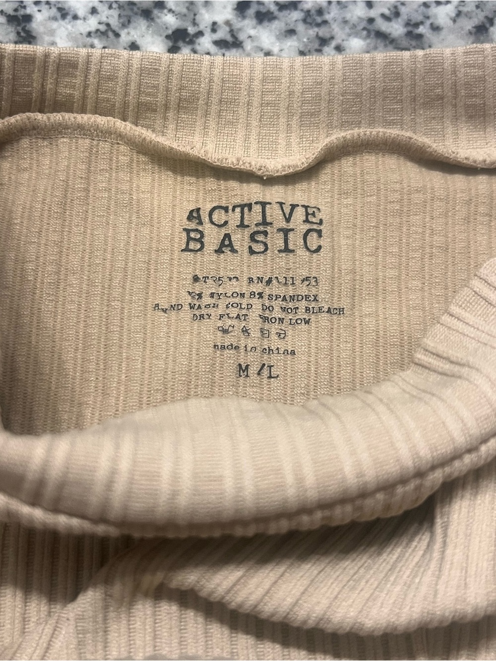 Active Basic Tan Ribbed Cold Shoulder Top‎ M/L - Picture 4 of 4